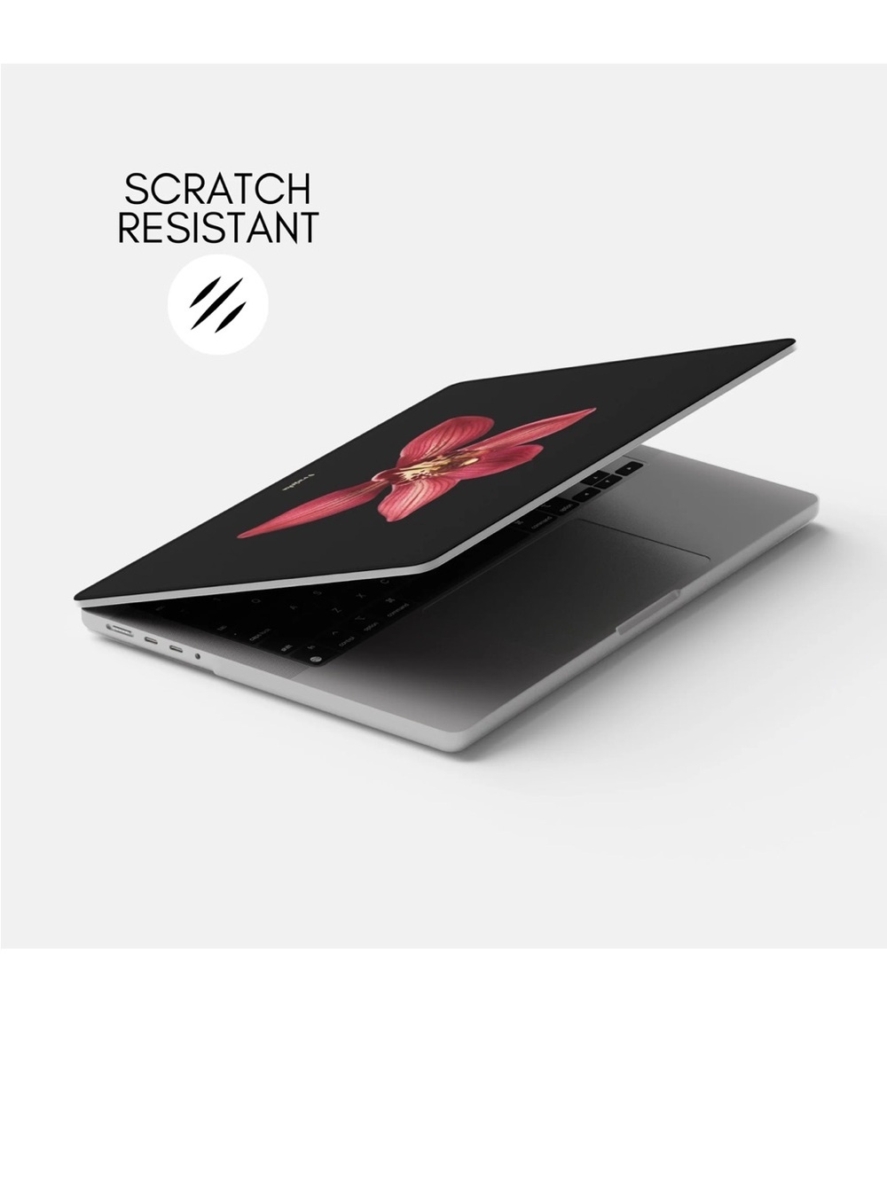 NWT FRAGOLA Black Laptop Skin with Red Orchid Design MacBook 16 - Picture 3 of 6